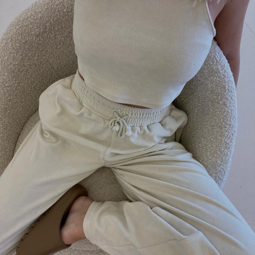 Saski Collection Tammy Hembrow Vanilla Terry Toweling Sweatpants Size M